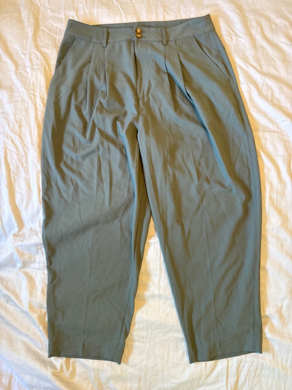 Madewell Classic Pleated Pants in Sage Green